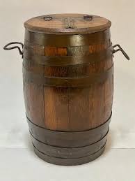 Sold at Auction: Old Wooden Barrel / Keg, Iron Banded With Lid and Handles 18" Tall x 11 in. (45.7 x 27.9 cm.)