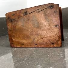 Vintage Folk Art Style Wooden Box With Carved Lid and Mirror ...