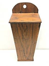 15" Georgian Walnut Wood Wall Hanging Candle Box Dated ...