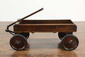 Oak Antique Janesville Ball Bearing Child's Wagon, Farmhouse Coffee Table