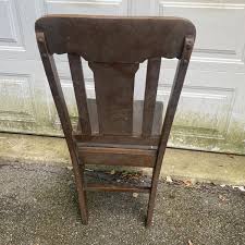 4-Vintage Oak T-Back Dining Chairs Leather Seats Mission Style | eBay