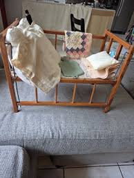 Vintage Whitney Bros 1950ish Wooden Doll Crib With Wooden Wheels | eBay