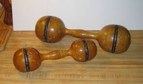 Antique Handmade Wood Dumbbells/Hand Weights | eBay