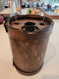 Antique Mid-Late 1800's Wood Wrapped Tin Cone Top Cork Sealed Kerosene Can | eBay