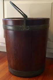 1790 English George III Period Mahogany Bucket with Brass Banding & Handle | Chairish