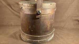 Antique Wood Firkin with Lid & Bent Wood Handle Primitive Decor AFFA | eBay Australia