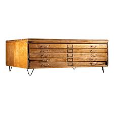 1950s Vintage Wooden Flat File on Hairpin Legs | Chairish