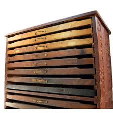 Antique HOMEMADE PRINTERS CABINET w/ 16 HAMILTON DRAWERS Inverted Ads – Get A Grip & More