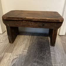 Antique Primitive Footstool all wood step Vintage American ...