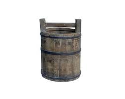 Vintage Rustic Raw Tan Round With Handle Wood Bucket JK325E ...