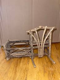 Folk Art Bent Wood Sticks Miniature Chair W/ Cradle for ...