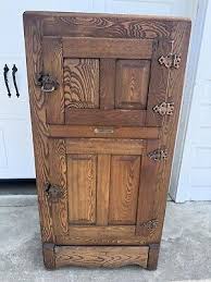 Rare Antique c.1900 Oak & Brass 2 Door Ice Box Refrigerator ...