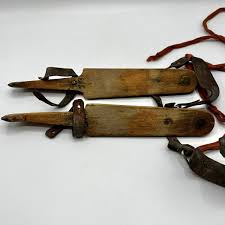 Antique 19th Century Velenzo Dutch Wood & Iron Ice Skates w/Leather Straps /cb | eBay