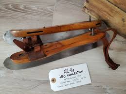 Antique Primitive Ice Skates ~ Forged Metal ~Wooden Platform~ Leather Strap | eBay