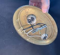 antique brass 2 light flush mount fixture | eBay