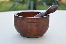 Antique Primitive Wooden Wood Bowl Pounder for spices | eBay