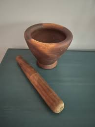 Large Heavy Antique Primitive Apothecary Red Clay Mortar & Wood Pestle Excellent | eBay Australia