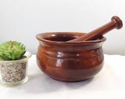 Vintage Hand-turned Wooden Mortar & Pestle - Etsy