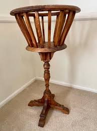 Vintage Wood Pedestal Fern Bird Cage Plant Stand ...