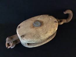 Lot - Extra Large Boston & Lockport Antique Wooden Pulley