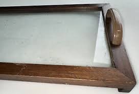Vintage Antique Art Deco Wood Frame, Glass Tray, Bakelite ...