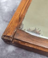 Espejo biselado antiguo de madera de caoba con forma oblonga ...