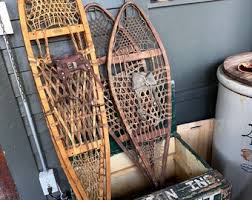 Large Antique Wooden Snowshoes, Perfect Pair, Approx 45” Long See Shipping Details in Description Area - Etsy