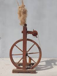 Antique Wooden Spinning Wheel: Rustic Folk Art Decor, 1920s ...