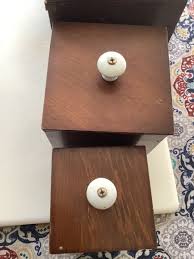 RARE Vintage Antique Hand Painted Faux Glass Front Wood Canister Set | eBay