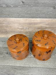 Vintage Williamsburg Pottery Redware Glazed jar Canister Set of 2 Qt & 3 Qt | eBay