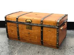 Lot - Vintage Metal Band Riveted Wood Trunk