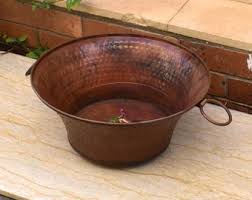 Hand-hammered Rustic Copper Bathroom Sink With Handles (14x7 ...