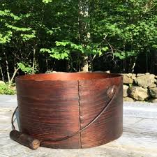 Antique Prim Large Wood Pantry Box & Swing Wood Bail Handle ...