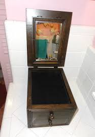 Vintage Wood Dressing Table Flip Top Mirror W/ Drawers ...