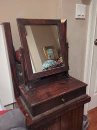 Vintage Antique Shaving Stand Tilting Wood Mirror Drawer ...