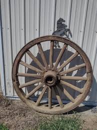Vintage Wooden Wagon Wheel with Metal Hub and Tread- Approx 48" in Diameter (#7) | EstateSales.org