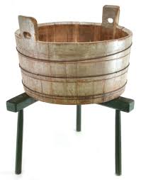 Sold at Auction: Antique Country Painted Wooden Wash Tub & Stand