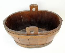 Lot - Antique French wooden grain bucket