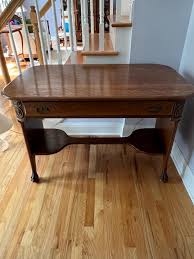 Antique Oak Claw Foot Table: Carved Wood Console Table ...