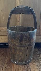 Vintage Well Water Bucket Wood Iron Primitive Decor French Asian Rice Bucket | eBay