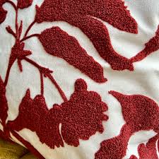 Red and White Floral Embroidered Pillow Cover – Quarter Moon Bazaar