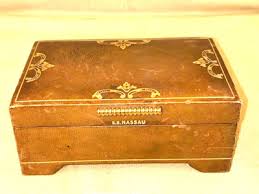 S.S.Nassau Vintage Wooden Leather Box Musical 6"X 4"X 2.5 ...