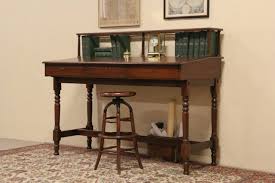 Banker's Stand Up or Stool Height 1890 Antique Oak Desk