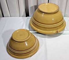 2 Antique Americana Four Stripe Yellow Ware 4 Band Mixing ...