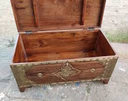 Wooden Trunk Box With Brass Work and Natural Finished/ Home Decor/storage Box/wooden Coffee Table/metal Work Storage Box/wood Box/chest Box - Etsy
