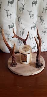 Wooden Candle Holder Plant /vase Stand . Solid Oak With Antlers Rustic Bespoke Handmade .vases/plants Etc Not Included. - Etsy UK