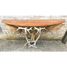 Mid 20th Century Antler Base Console Table | Chairish