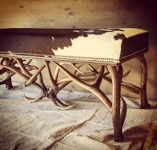 Antler Bench with optional Cowhide Upholstery