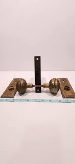 Vintage Ornate Brass Door knob Lock and Flange Set | eBay