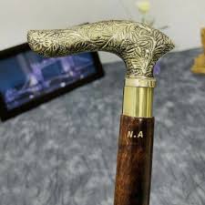 Antique Brass Darby Handle Vintage Brown Wooden Walking ...